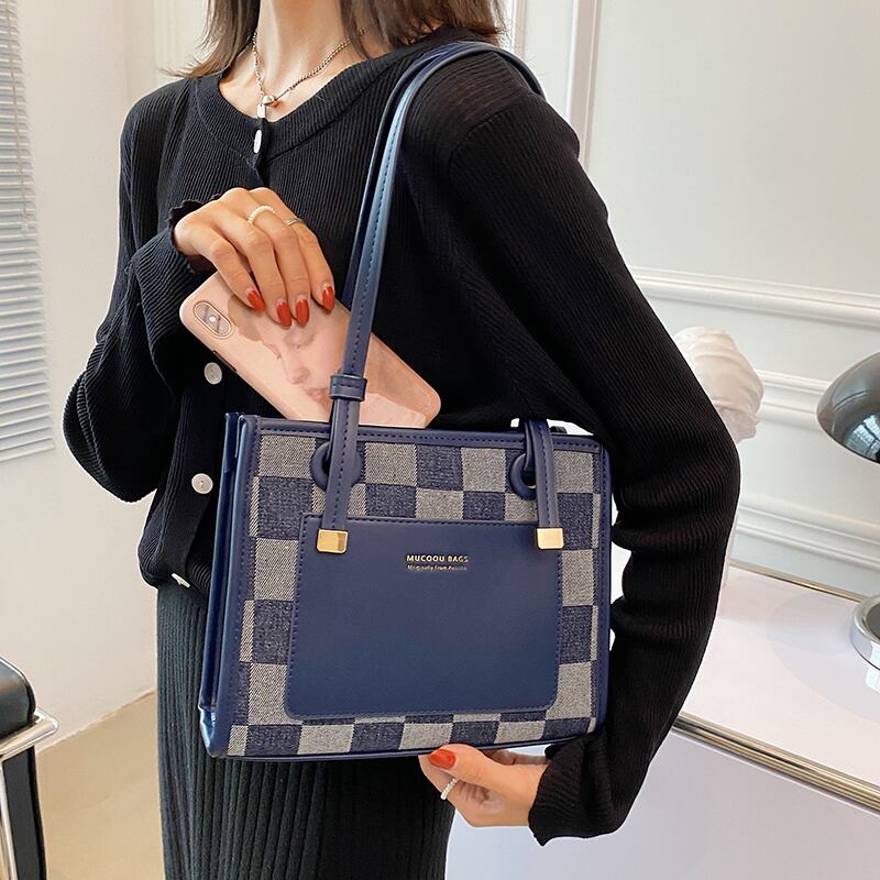 オータムワンショルダー格子柄 秋物 トートバッグ Tiancai_Wing_Bag70966740669