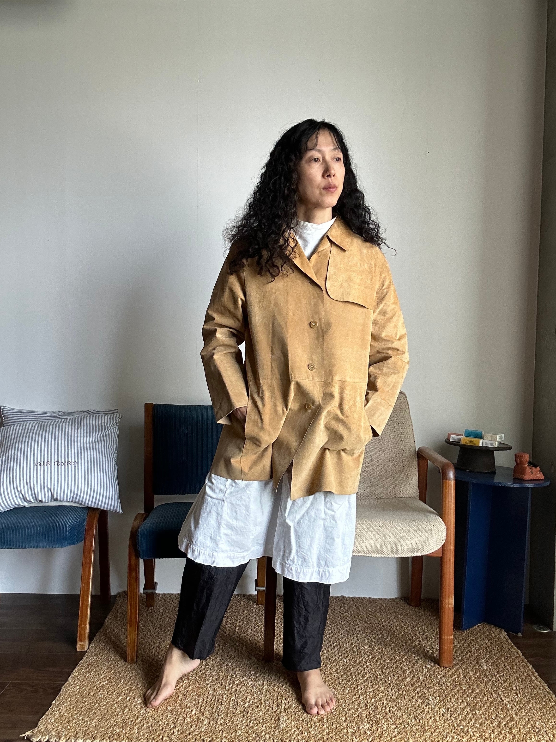 Vintage yellowベージュ スエードleather jacket