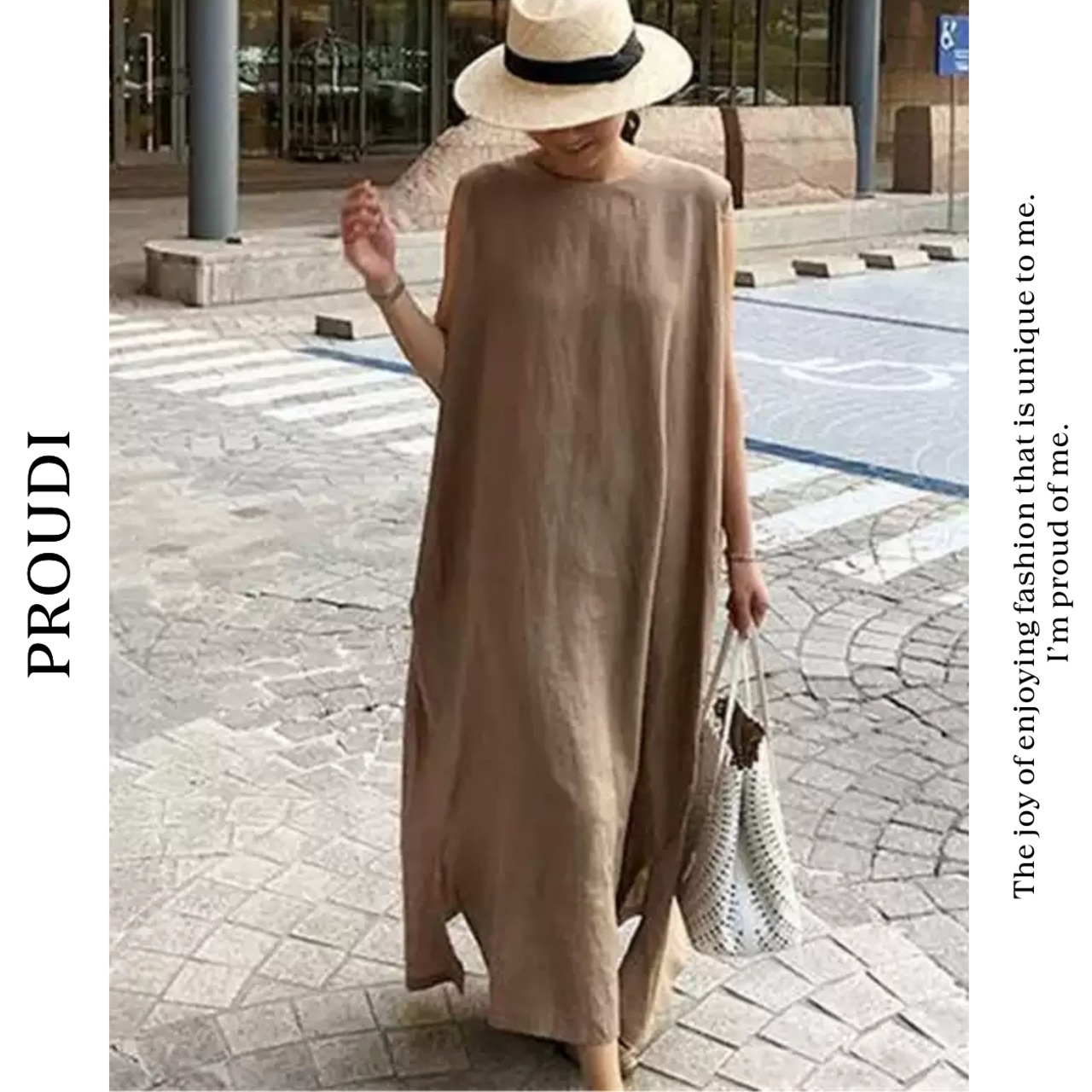 【ノースリーブロングワンピース 】P01340