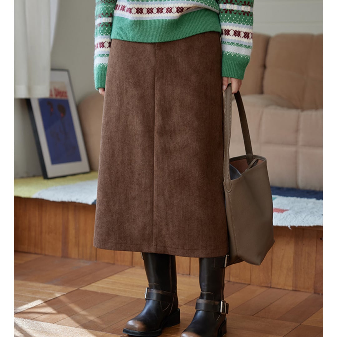 draped high waist retro corduroy skirt