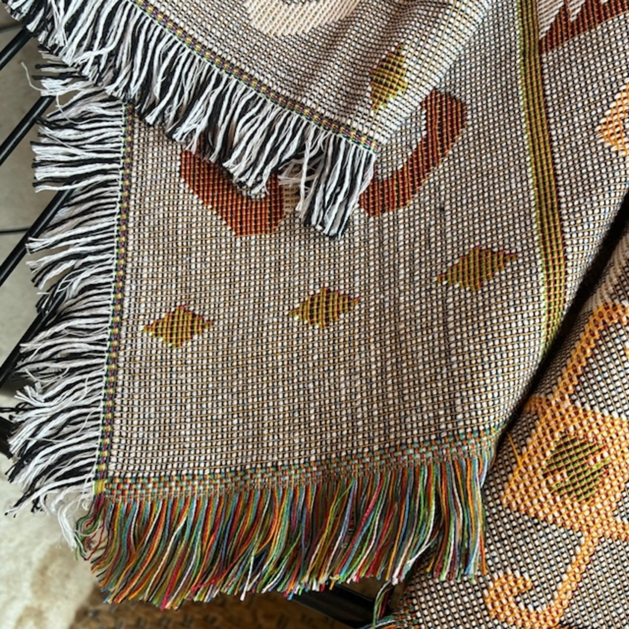 TOPANGA Homefurnishing Tribal throwket 　トライバルスローケット　130×180cm　L　ブラウン　アイボリー　ソファカバー　ベッドカバー　ブランケット　カーテン