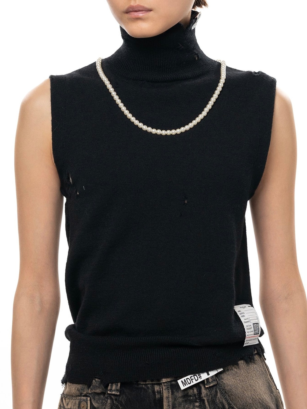 【26AW】Maison MIHARA YASUHIRO ミハラヤスヒロ / トップス / Pearl Distressed Sleeveless Knit Sweater - 1