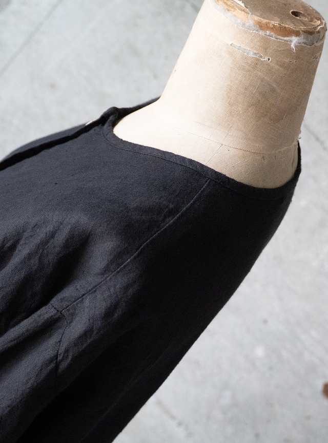 "RUSS BERENS" 1990s Linen no-collor shirt jacket