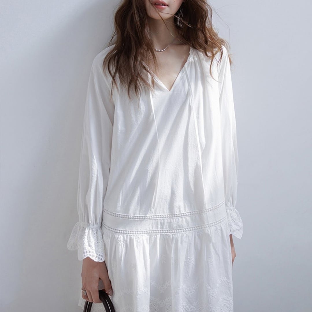 embroidered lace tunic dress