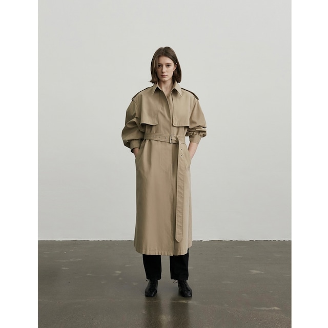 [LAFUDGE FOR WOMAN] Poplin Cotton Balloon Trench Coat_Beige 正規品 韓国ブランド 韓国代行 韓国通販 韓国ファッション コート