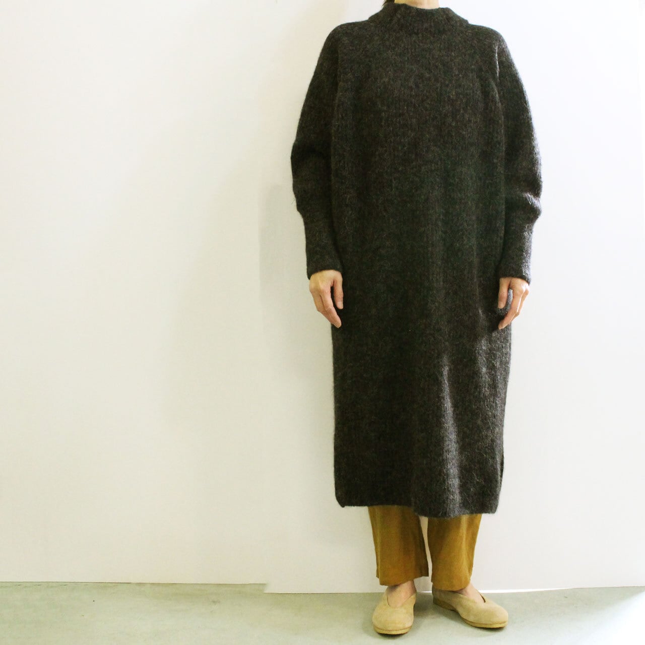 COMM.ARCH. コムアーチ　ニット　ワンピース　アルパカ　ウール　ウール comm.arch. Wool Alpaca Half Card. O/P | crane