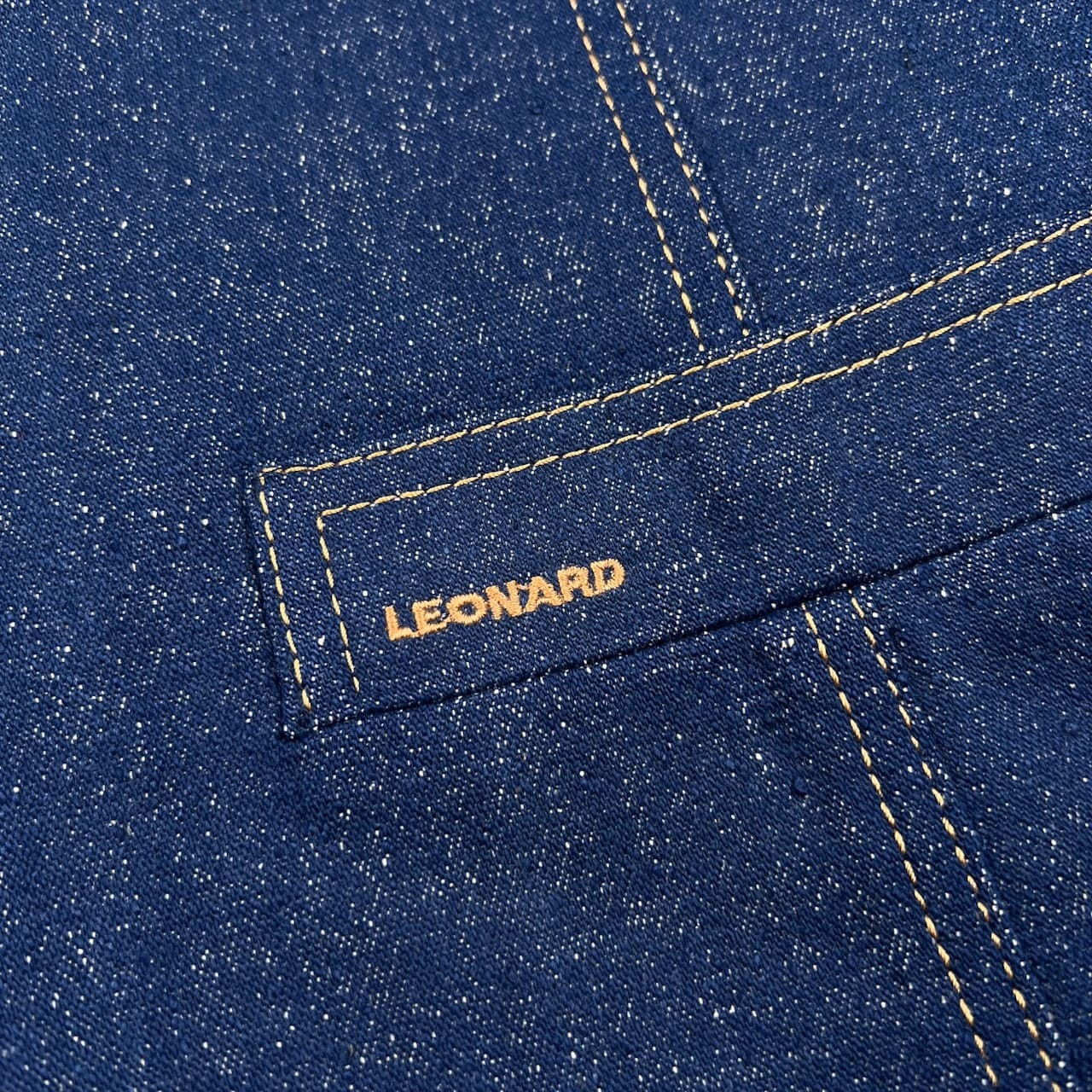 絹100% LEONARD レオナール 金ボタン シルク デニム 1B テーラードジャケット サイズ 11AR /レディース/D-HG-2