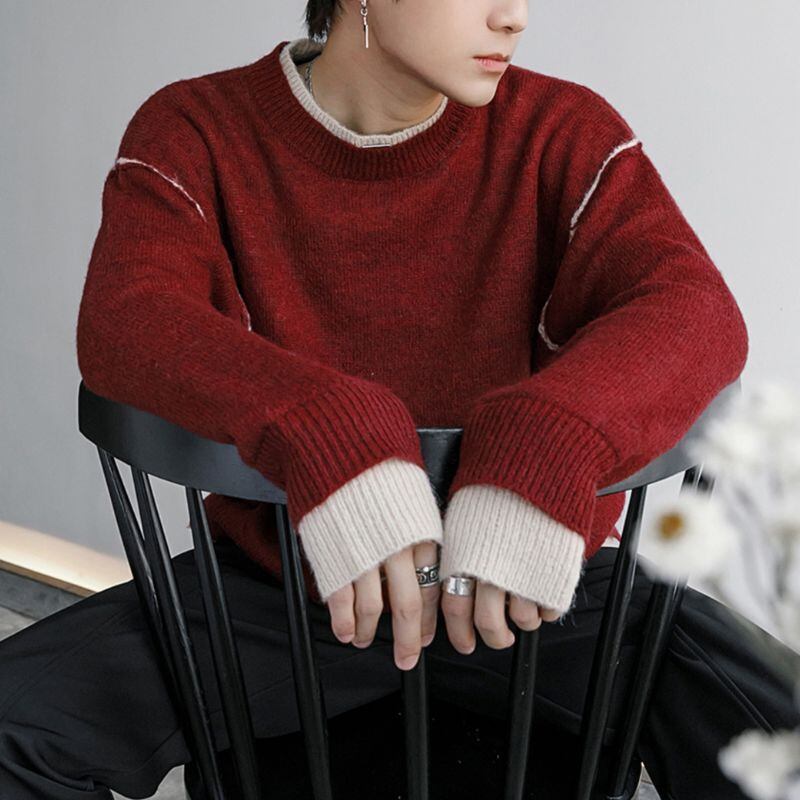 重ね着風クルーネックセーター C10271