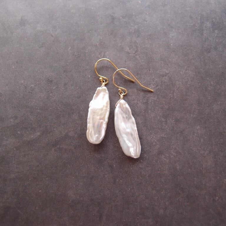 再入荷【K14gf】 Feather Pearl／フェザーパール フックピアス | Yatto 