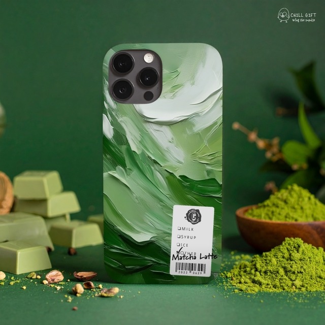手のひらの中の絵画展~抹茶ラテ~　スマホケース　iPhone　Android　全面印刷　カフェメニュー　カフェドリンク　コーヒー