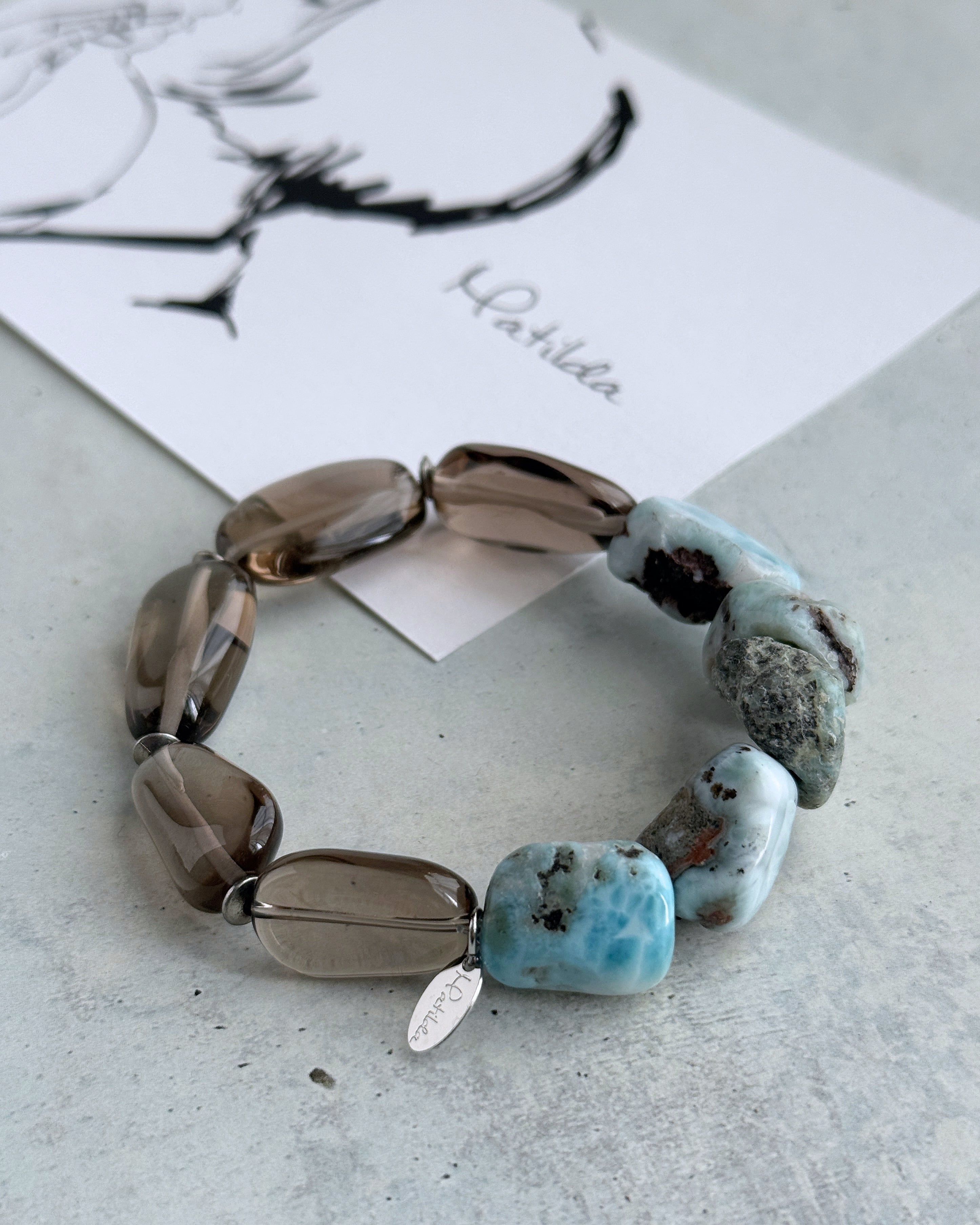 bicolor bracelet(ラリマー×スモーキークォーツ)