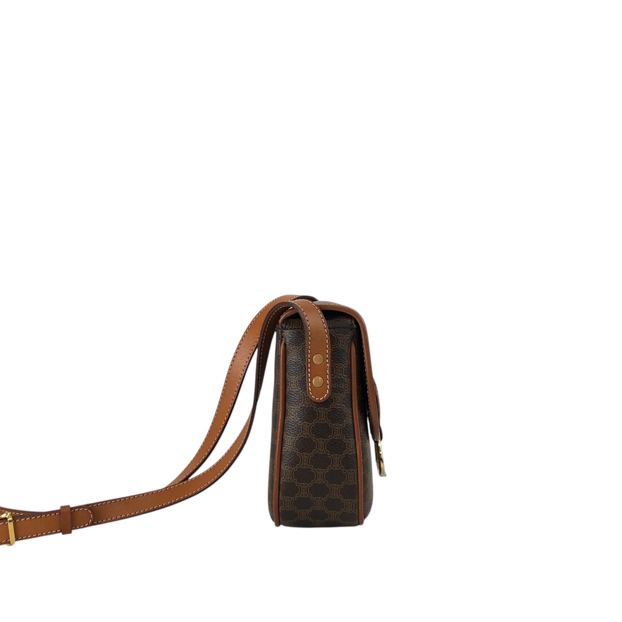 CELINE セリーヌ マカダム ショルダーバッグ ブラウン ホースビット