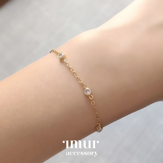 ジルコニアチェーン ブレスレット ゴールド〈 B-146 〉