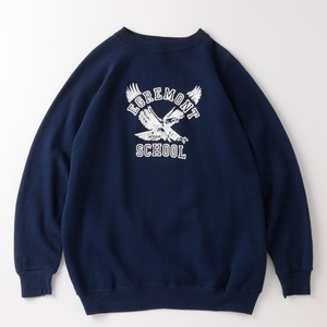 【極美品】70s special vintage raglan sweat shirt "EGREMONT SCHOOL" made in USA fade blue sizeXL ／ 70年代 ヴィンテージ  長袖 ラグラン袖 スウェットシャツ トレーナー USA製 XL ネイビー