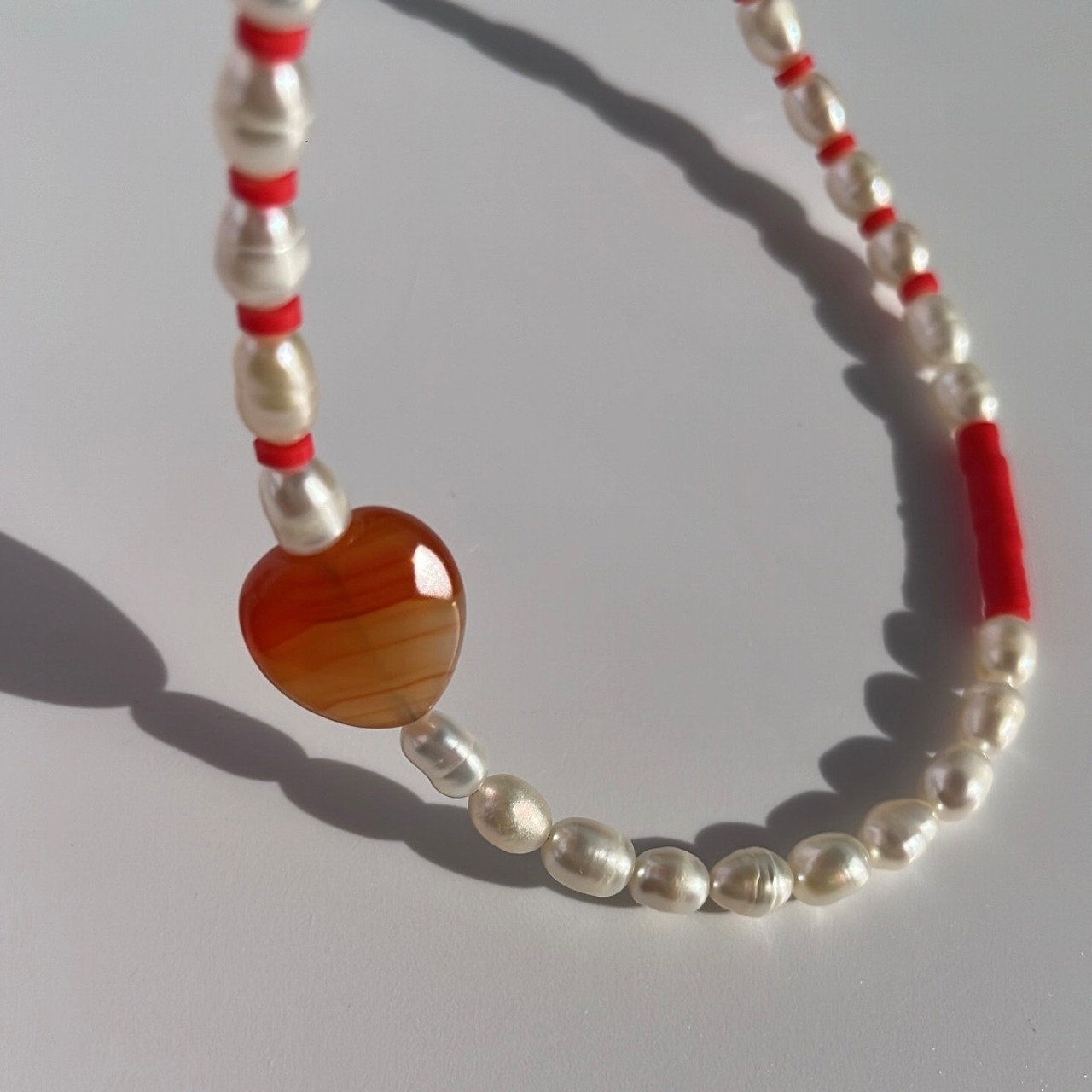 ［ red ］淡水パーネックレス［GKN054］