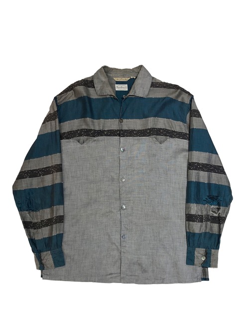 1960s-1970s Vintage Mulch Pattern Open Collar Shirt