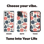 受注生産 iPhoneケース 赤青の花と小鳥の民芸柄｜鳥モチーフ FMSY070B
