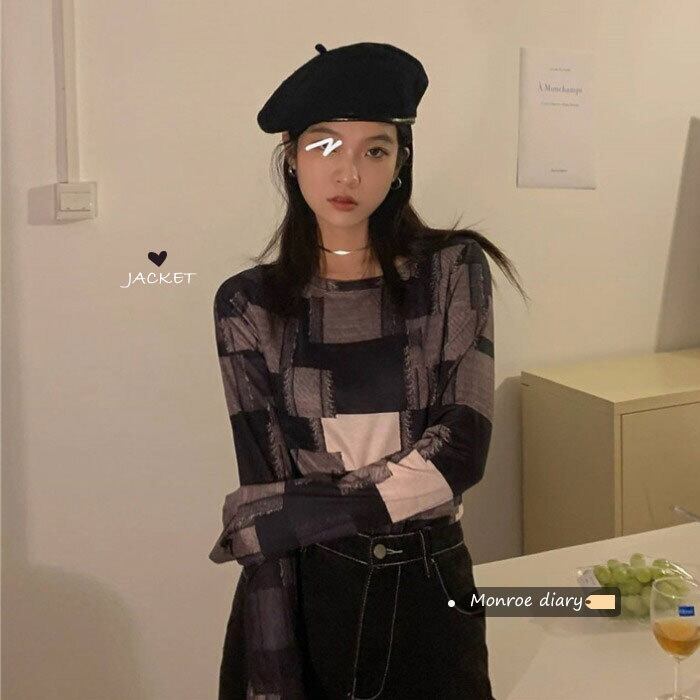 ルーズTシャツ シャツ オータムウィンタースタイルショートトップス ロング 秋物 冬物 モンロー63399957353