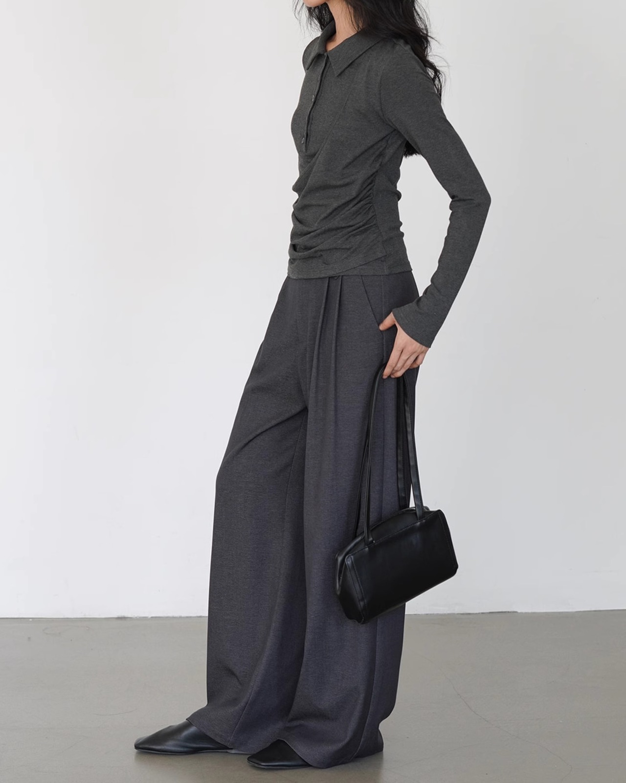 Tuck waist wide Pants T20473