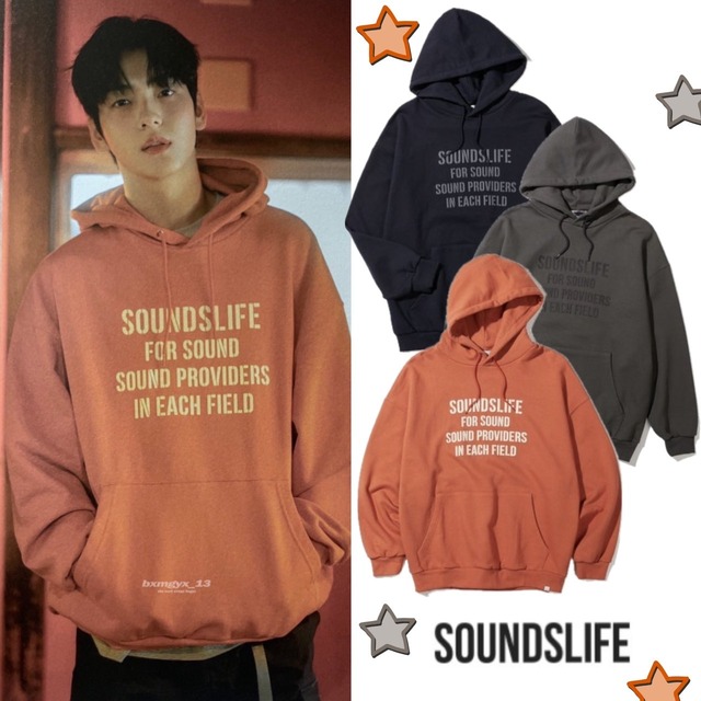 ★TXT スビン 着用！！【SOUNDSLIFE】Slogan Graphic Hoodie - 3COLOR