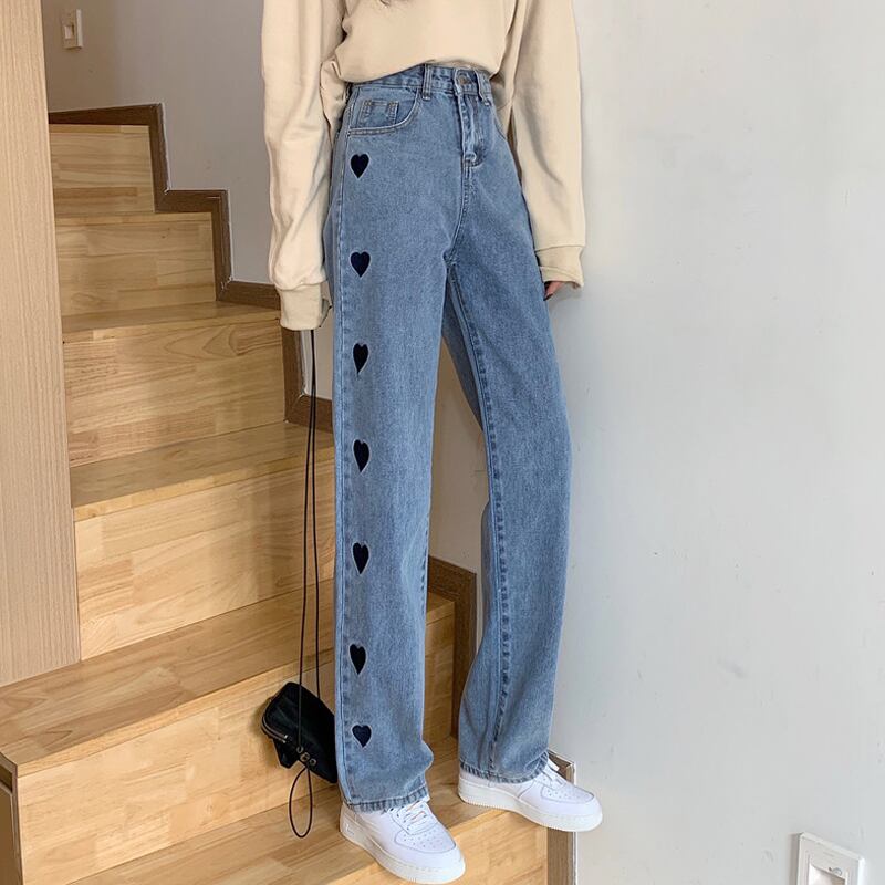 パンツ スプリングハイウェストウェストスリムジーンズ レディース 春物 試着室35063023454