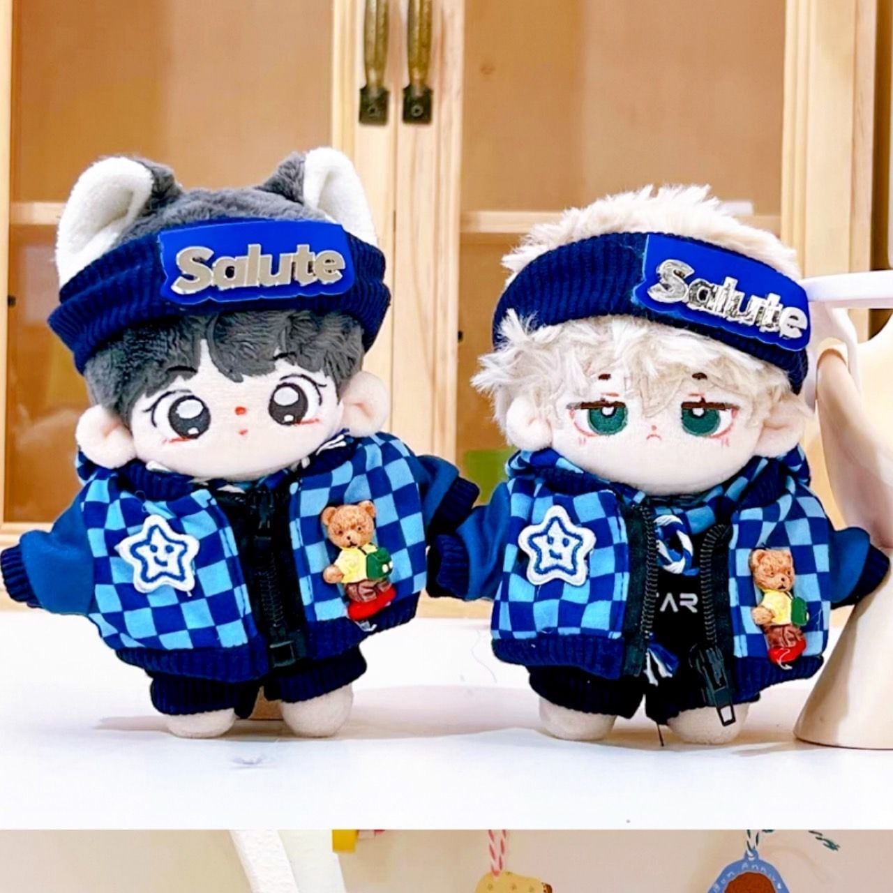 10cm.20cm】 ぬい服 かっこいい 青色 韓国風 ストリートコーデ