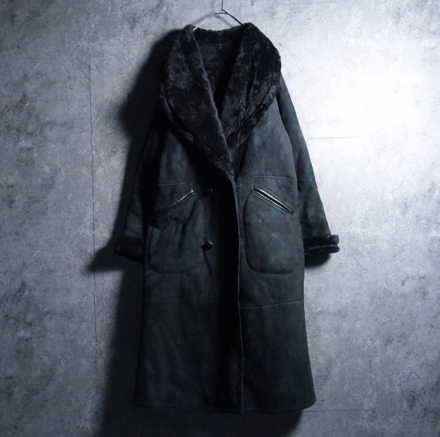 90s “French Creek” Black Maxi Real Mouton Coat