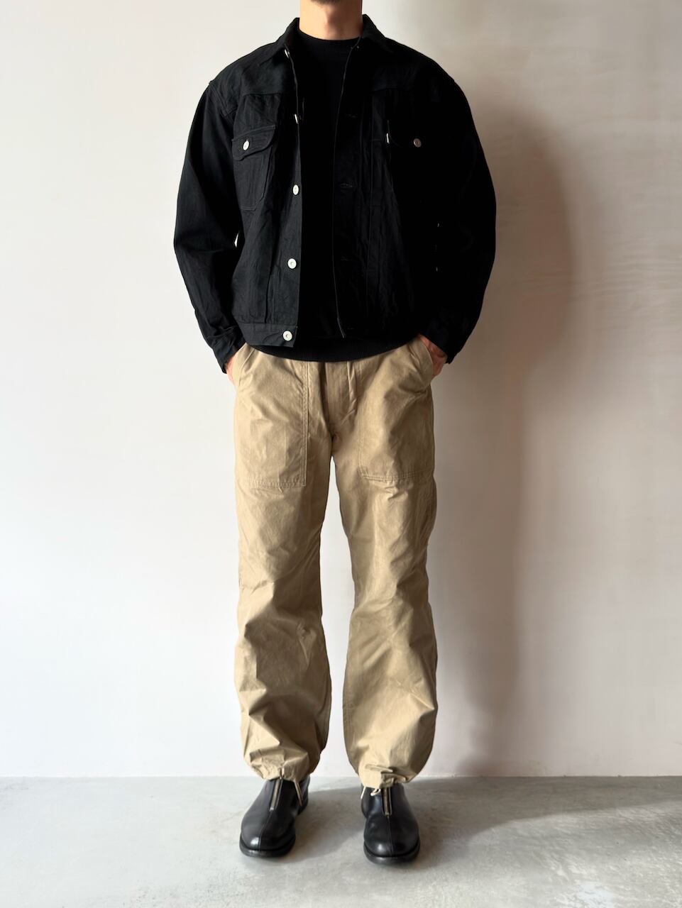 PHIGVEL WAXED CLOTH STRING TROUSERS | HUMAN and THINGS
