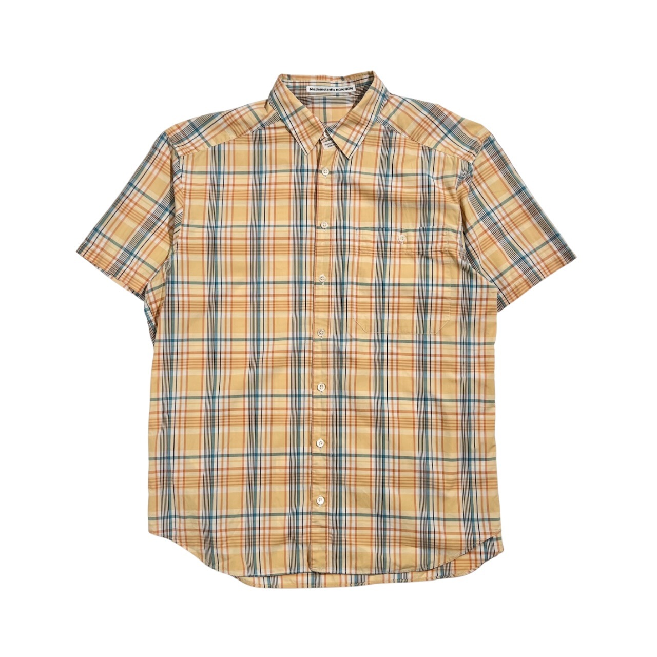 Mademoiselle NON NON マドモアゼルノンノン チェック 半袖 シャツ /オレンジ イエロー系 レディース パパス
