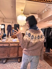 Handmade Nordic Pattern Mohair High Neck Sweater