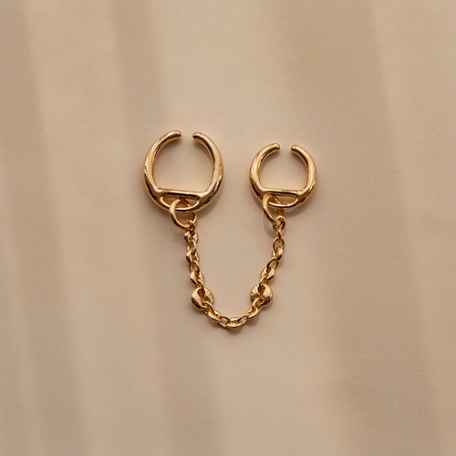 8hole ear cuff Double  Gold