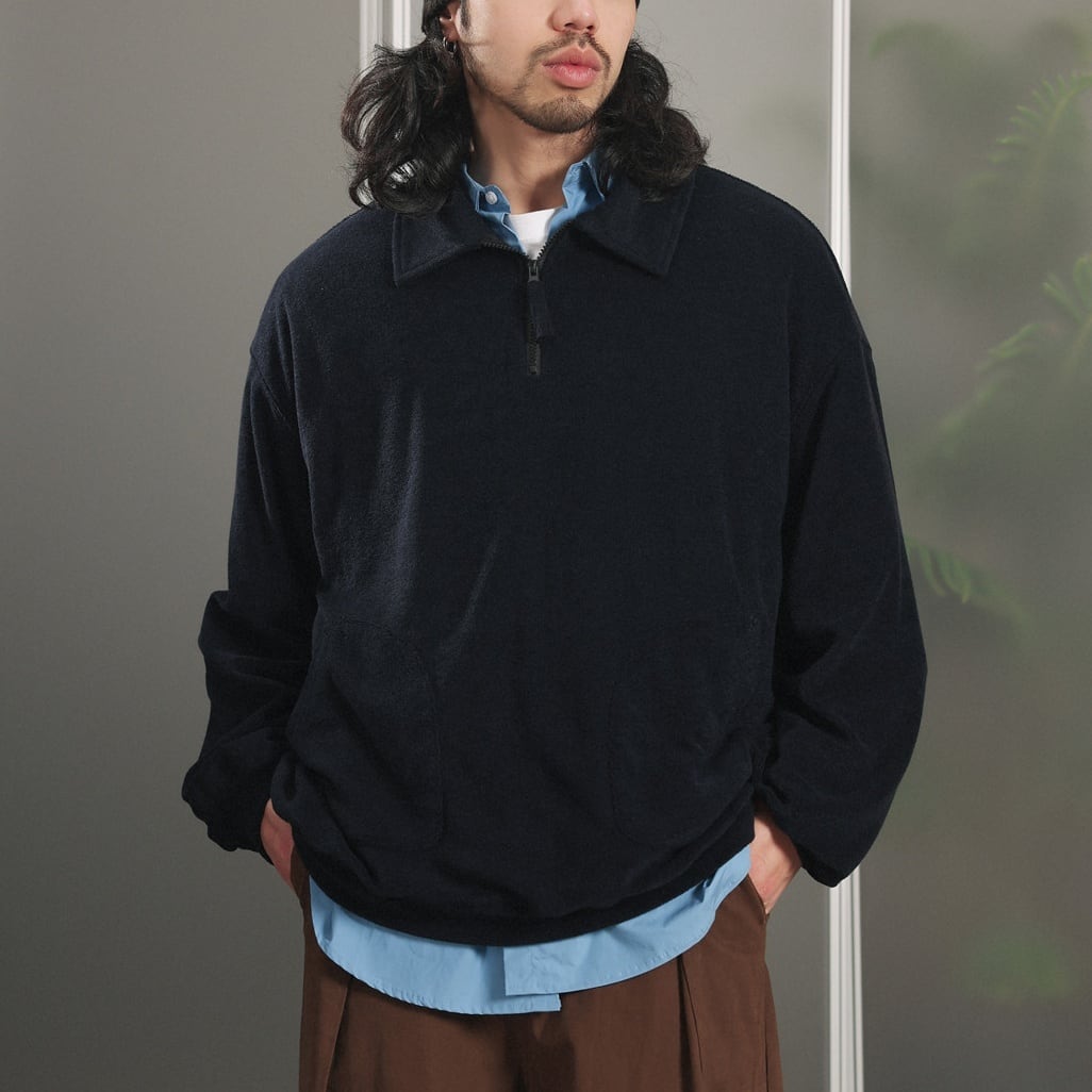 ライトフリース ワイド ポロスウェット a-1324