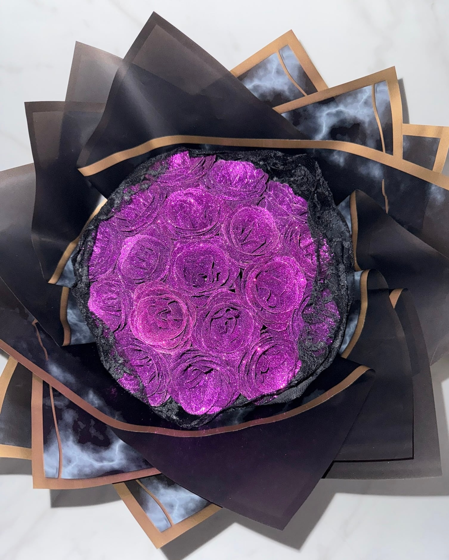 Purple/パープル】Glitter roes bouquet ブーケ 花束18本 | STRAHLEN
