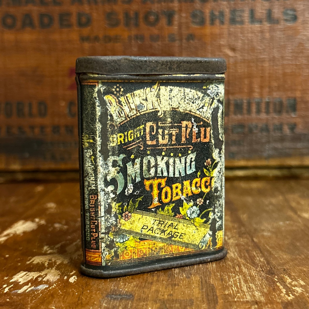 Early 1900s BUCKINGHAM BRIGHT CUT PLUG TRIAL PACKAGE アンティーク タバコ Tin 缶