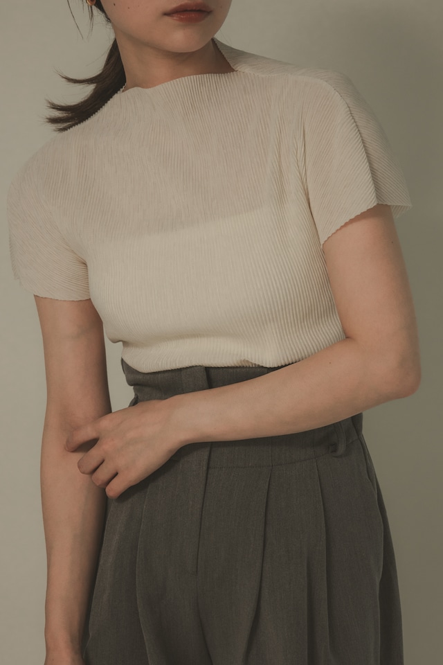Standing collar pleated tops