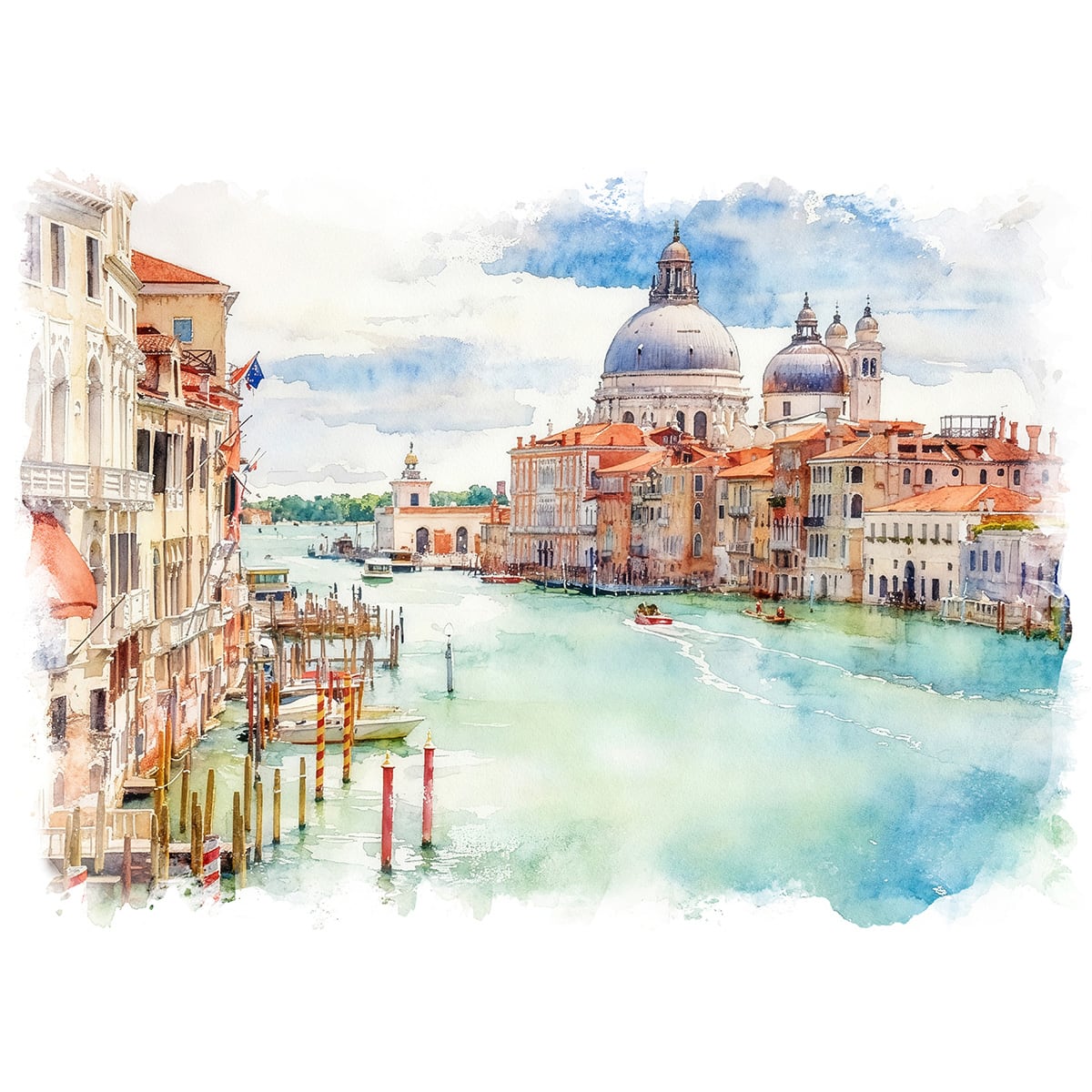 絵画 風景画(街並み) イタリア ヴェネツィアの運河 インテリアアート額