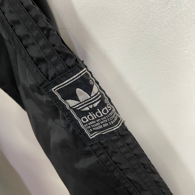 adidas 90s ナイロントラックパンツ トレフォイルロゴ 3本線 黒 M