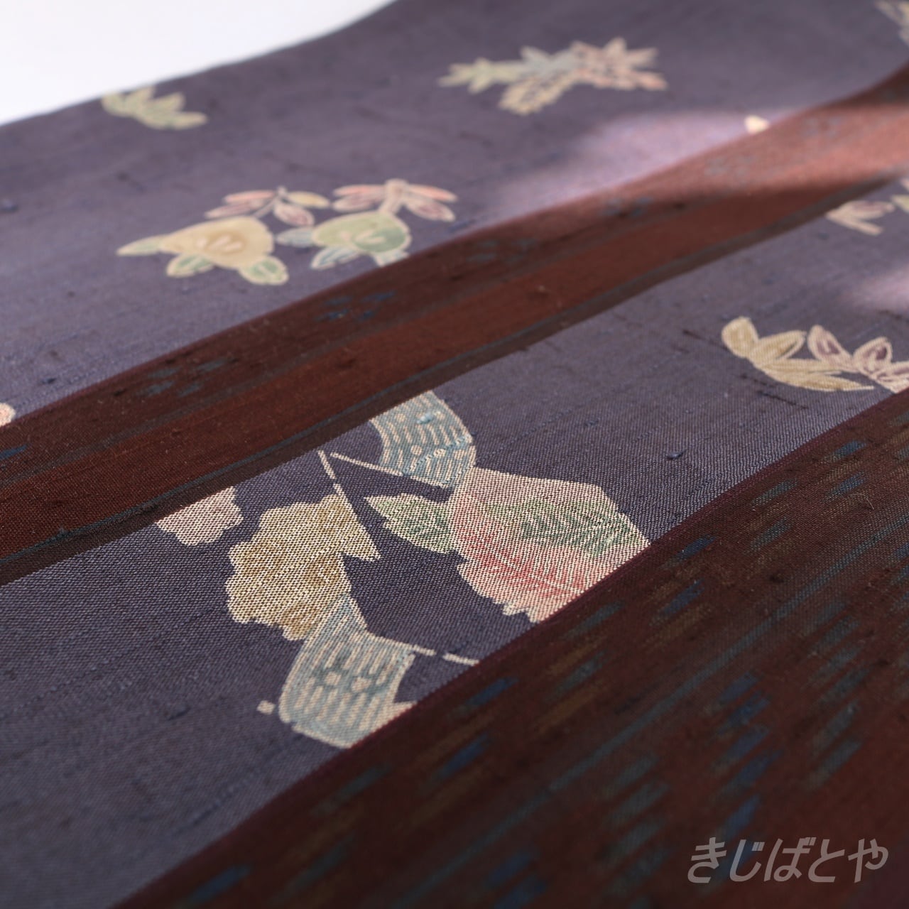 正絹紬 葡萄鼠の縞の単衣 | きじばとや