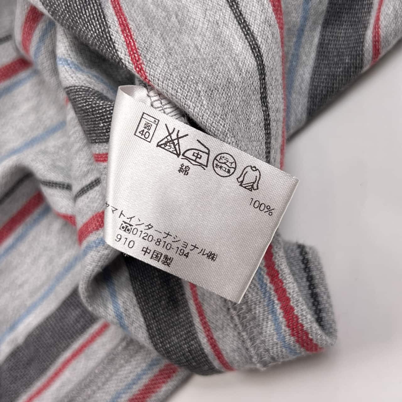 Crocodile クロコダイル ボーダー 鹿の子 長袖 ポロシャツ L/グレー メンズ