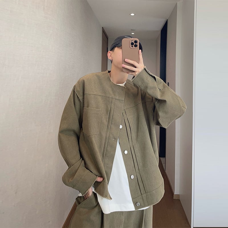 dannyandzeeフリンジ仕様襟なしジャケット | mblueshop