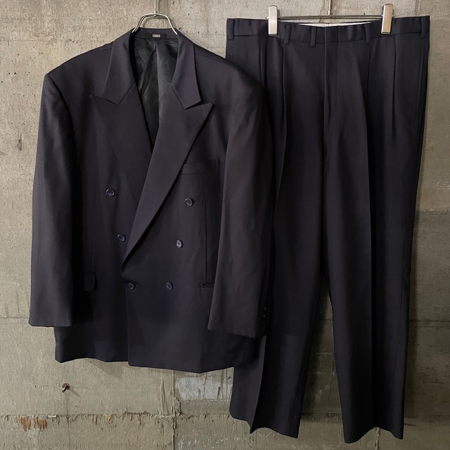 〖vintage〗retro purplecolor double wool setup suit/レトロ パープルカラー ダブル ウール セットアップ スーツ/xlsize/#0406