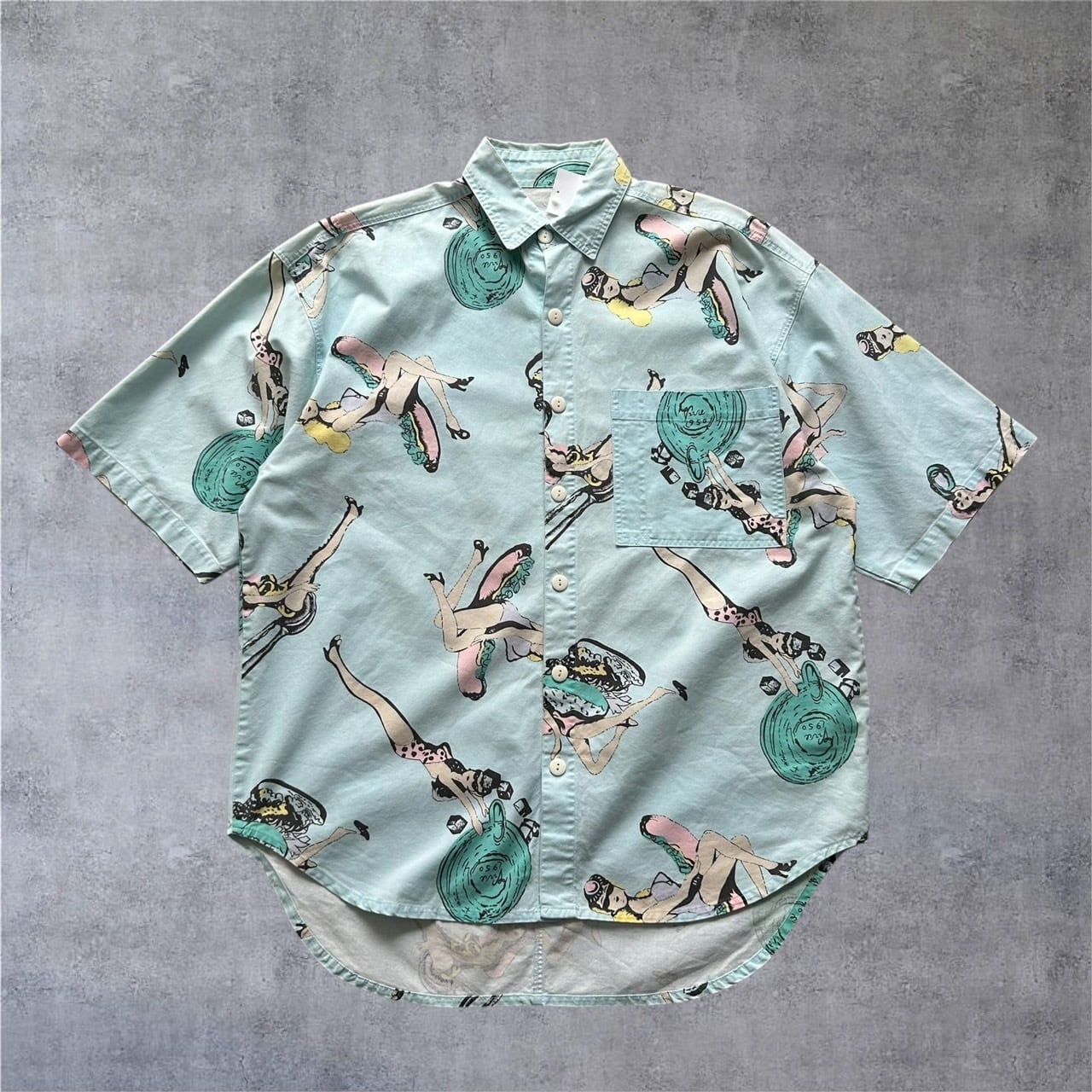 〜1990s Unknown All over print S/S cotton shirt【高円寺店】