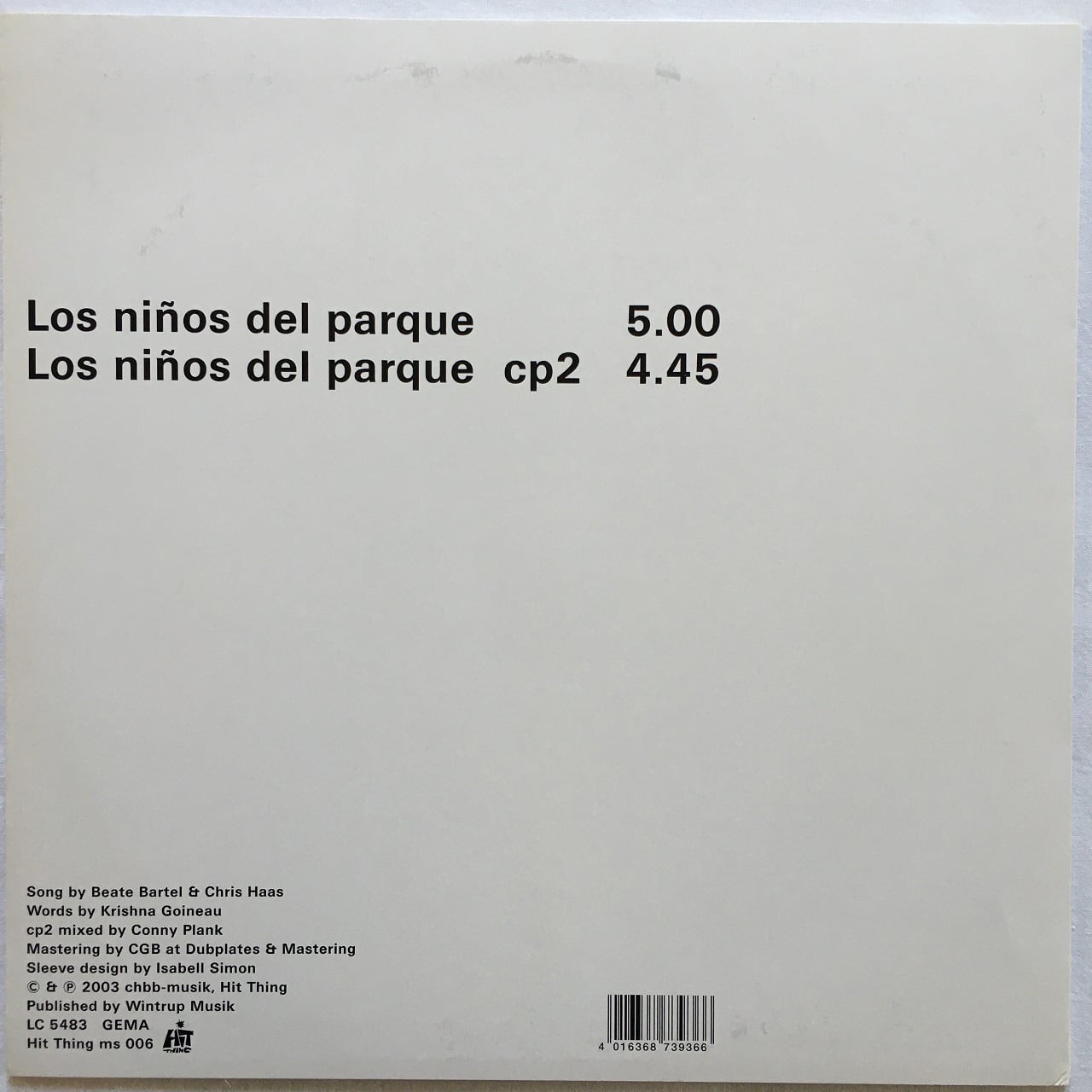 12EP】Liaisons Dangereuses ‎– Los Niños Del Parque | マメシバ