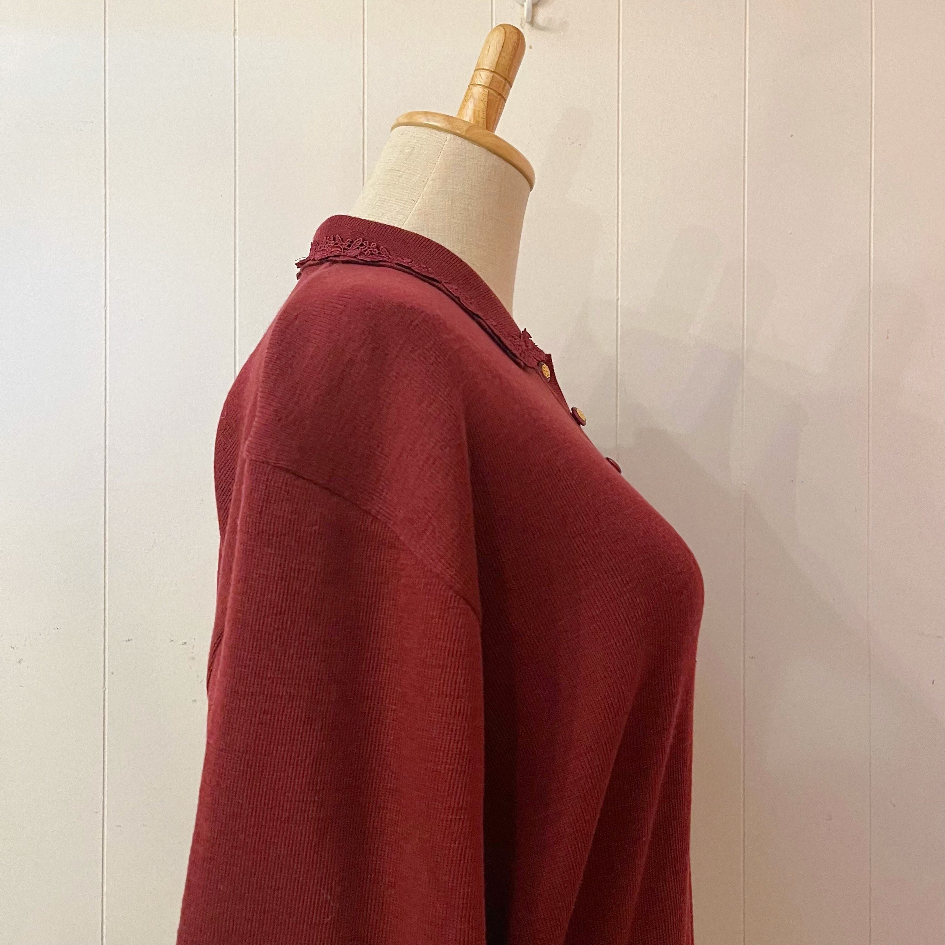 rose lace collar bordeaux knit polo