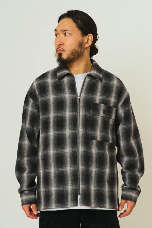 Heavy Flannel Zip Shirt Jacket - 102535700