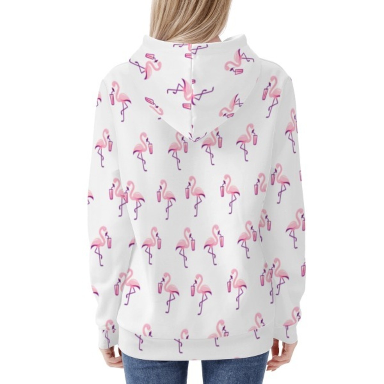 Women's All Over Print Hoodie White 4302