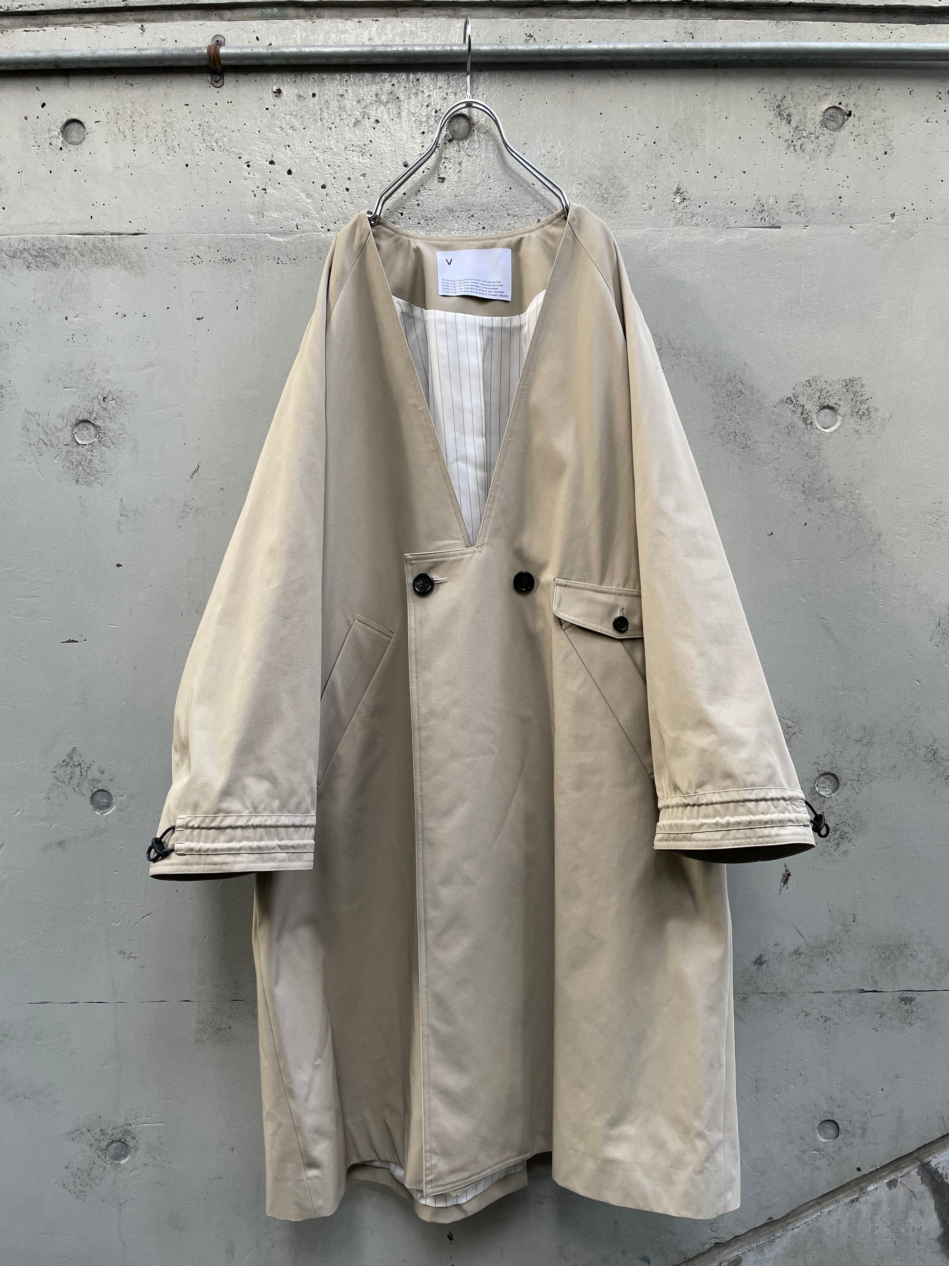 『VOAAOV』Organic Cotton × Recycle Polyester Twill No-Collar Coat / BEIGE |  SUKIKIRAI powered by BASE