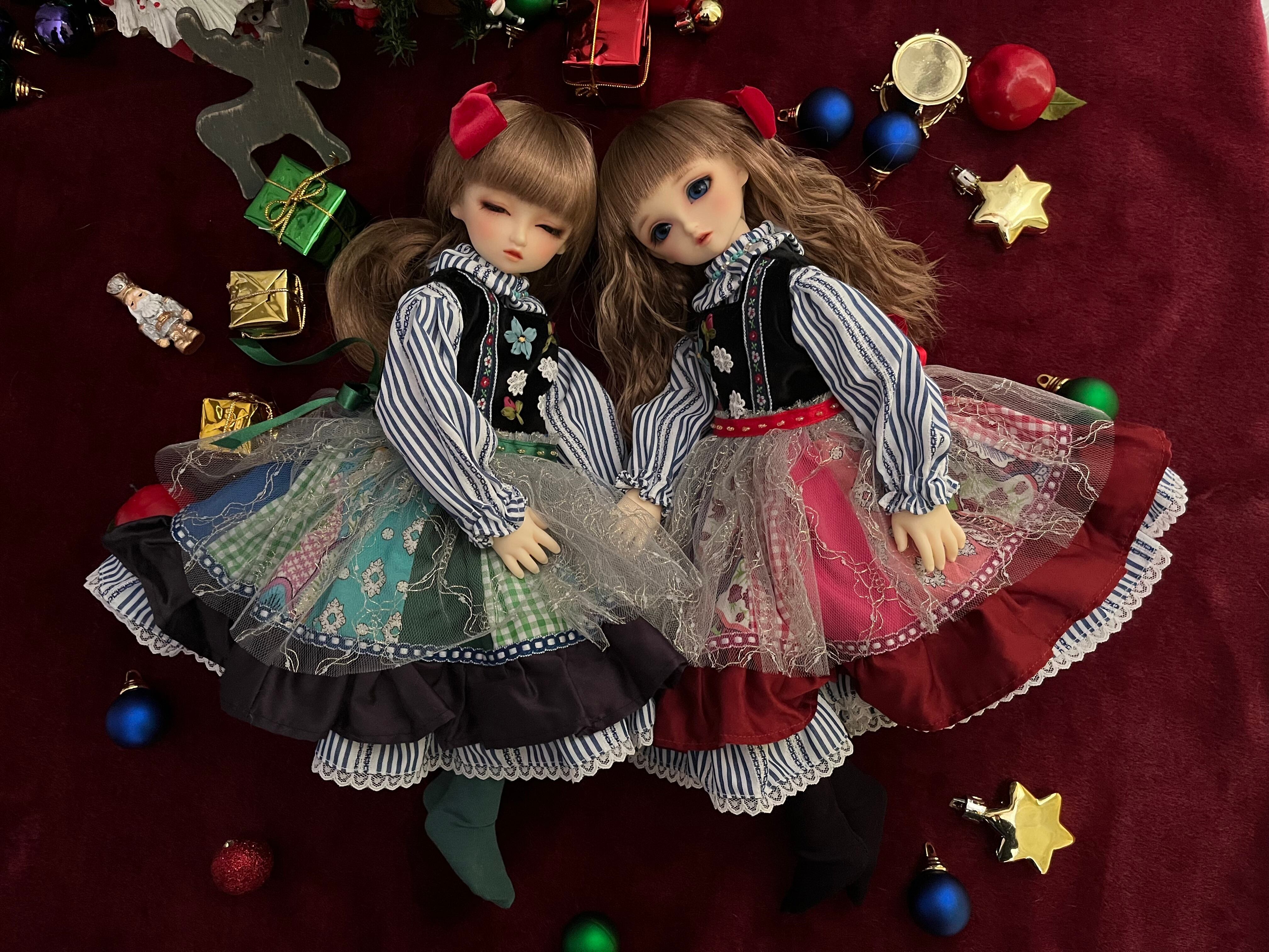 民族衣装風人形5体セット モンゴル風熊さん MDD KUMAKO SMD用 民族風セット 緑系 赤系 クリスマスにも | nemunemudo