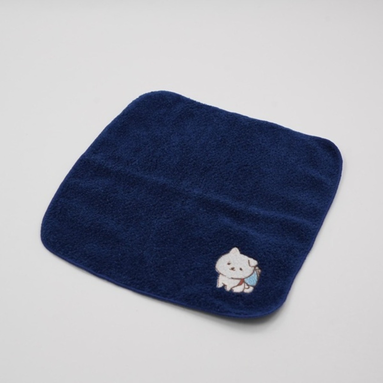【ゆい吉オリジナル】刺繍ハンカチ　ネイビー