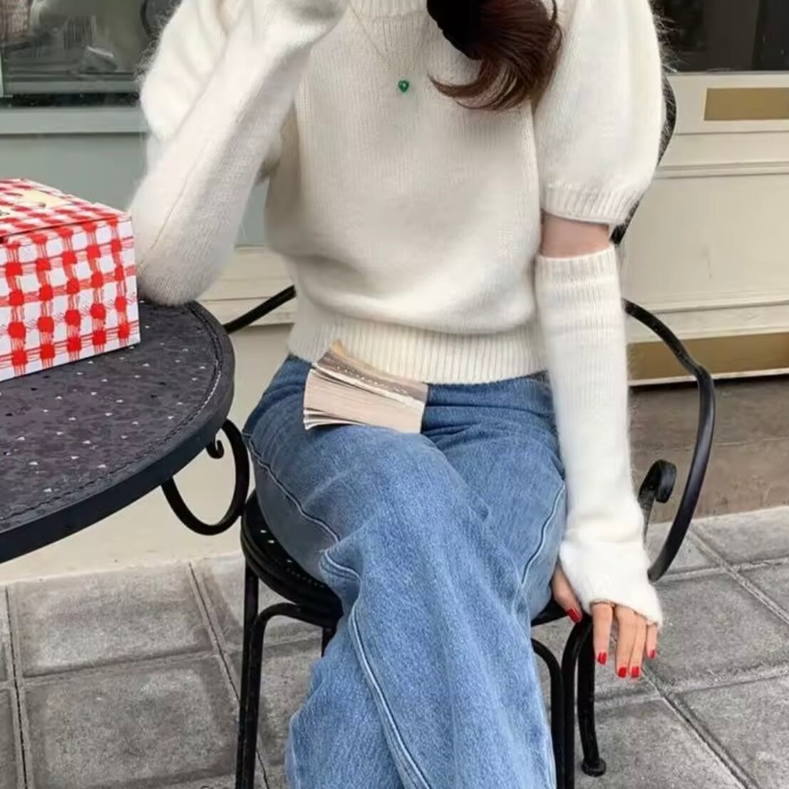 arm warmer knit tops